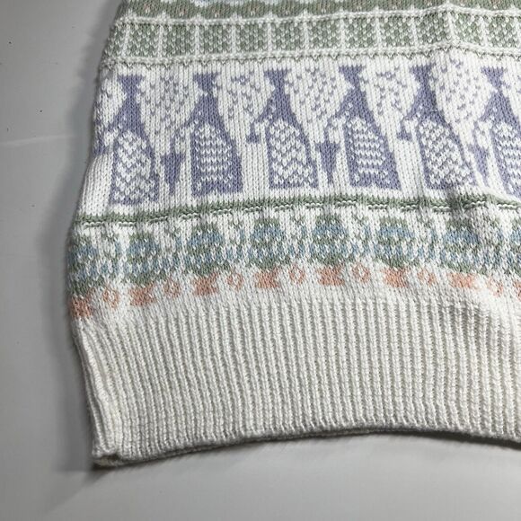 The Villager Women's XL 38 kawaii Knit cottage core swan Sweater Vest - Picture 7 of 9